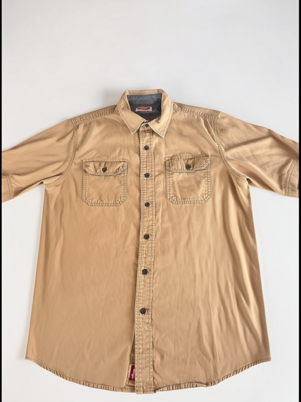 Wrangler Work Shirt Mens Medium Tan Button Up Western Gift for Him